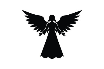Obraz premium Christmas angel silhouette on white background