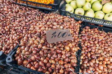 onion sets for planting are sold at the market