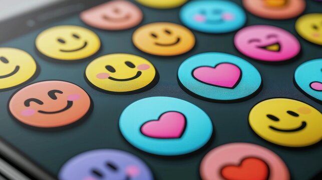 A collection of colorful emojis on a smartphone screen.
