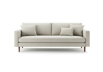 Fototapeta premium Modern Beige Sofa Furniture Interior Design Comfortable Living Room Apartment Home Decor Cozy Couch