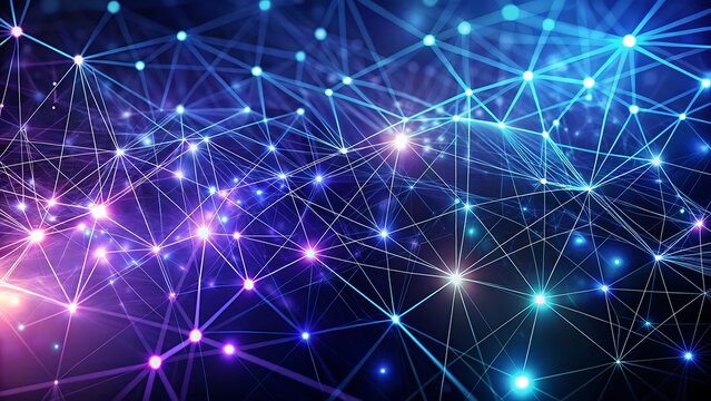 Abstract digital network connecting dots and lines in futuristic science design