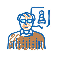 hiking elderly leisure icon doodle illustration