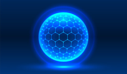 Sphere shield with hexagon, cyber protect ball. Vector illustration © hobbitfoot