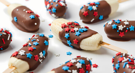 Obraz premium Patriotic Chocolate Covered Banana Pops Recipe