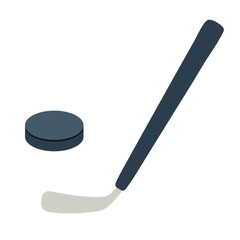 Hockey stick and puck. Sport equipment icon. Vector fitness illustration