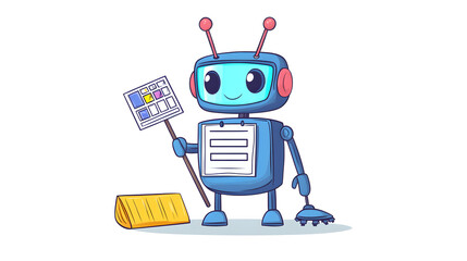 Obraz premium Adorable Robot Graphic Designer with Color Swatches