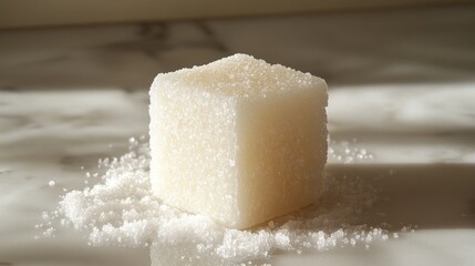 Naklejka premium A single sugar cube, on a white background