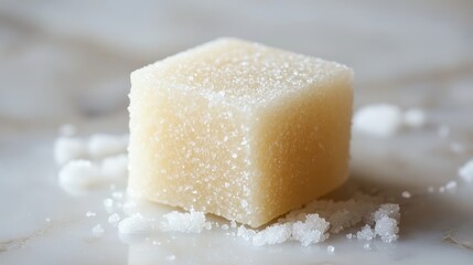 Naklejka premium A single sugar cube, on a white background