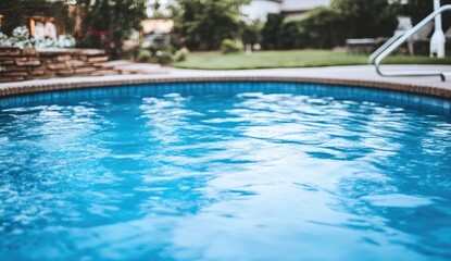 Relaxing pool water in a backyard