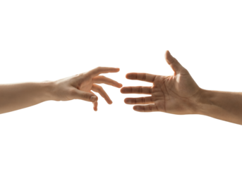 Reach Out: An evocative composition of two hands stretched out, symbolizing connection and the reaching for partnership, against a clean backdrop