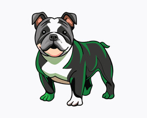 bulldog vector playing in the park hand drawn