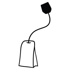 Hand drawn doodle tea bag on a white background.