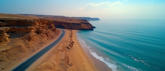Coastal Road Winding Through Desert Landscape