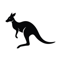 Silhouette illustration of a black kangaroo depicting a powerful australian animal in profile