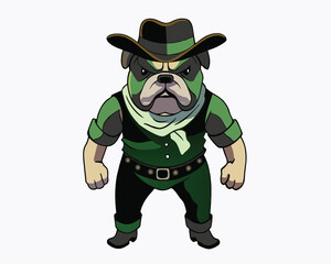 bulldog vector playing in the park hand drawn