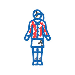 japanese school girl icon doodle illustration