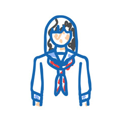 japan school girl icon doodle illustration
