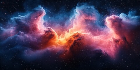 Fototapeta premium Vibrant cosmic clouds illuminated in a colorful display against the backdrop of the universe
