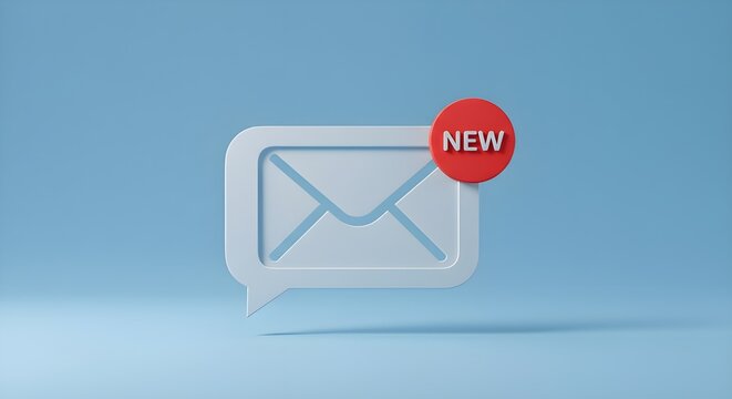 Nuevo concepto de notificaci&oacute;n por correo electr&oacute;nico para comunicaciones empresariales y marketing digital. Alerta de recepci&oacute;n de mensajes electr&oacute;nicos en la bandeja de entrada. Dise&ntilde;o minimalista a