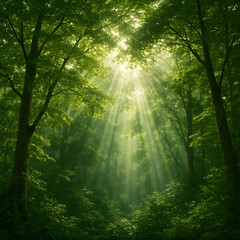 Obraz premium Sunbeams in the Forest