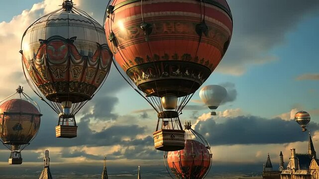 Marvel at the Majestic Dance of Vintage Hot Air Balloons in the Sky