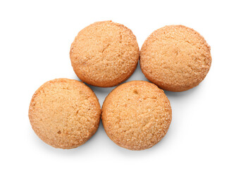 Fresh sweet cookies on white background