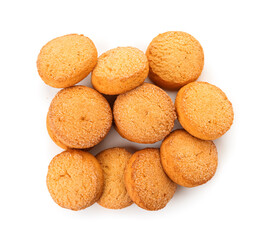 Many sweet cookies on white background