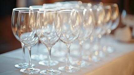 Wine Glass Row on Table