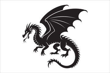 "Tribal Dragon Tattoo Design &ndash; Bold Black Vector Art for Print & Merch"Tribal Dragon Tattoo Design &ndash; Bold Black Vector Art for Digital & Print Use