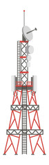 Telecommunication tower featuring satellite dish and antennas broadcasting signals, providing seamless connectivity and efficient data transmission for modern communication networks