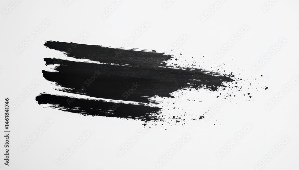 Poster abstract black brushstroke texture on white background artsy paint smear with rough edges for creati