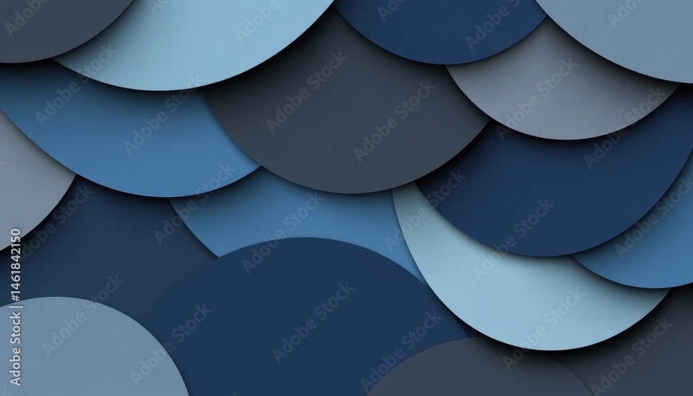 Poster Abstract Blue Geometric Pattern with Overlapping Circles Creates a Modern Textured Background for Creative Design and Decoration Perfect for Wallpapers and Art