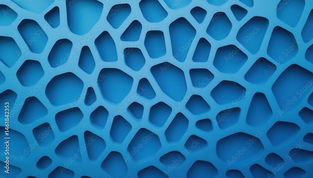 Poster abstract blue organic cellular network pattern with intricate geometric shapes decorative texture an