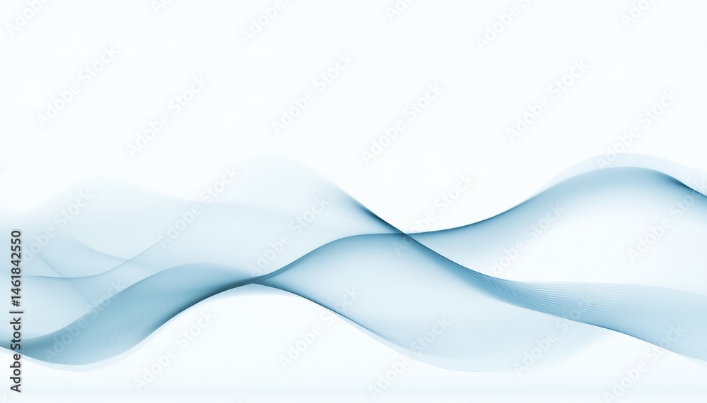 Poster Abstract Blue Wave Pattern on White Background Digital Art Design with Flowing Lines and Modern Artistic Style for Presentation Backdrops