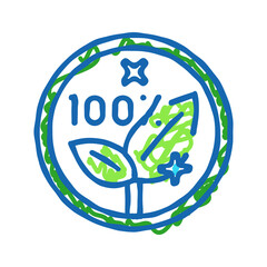 certified organic product label warning icon doodle illustration