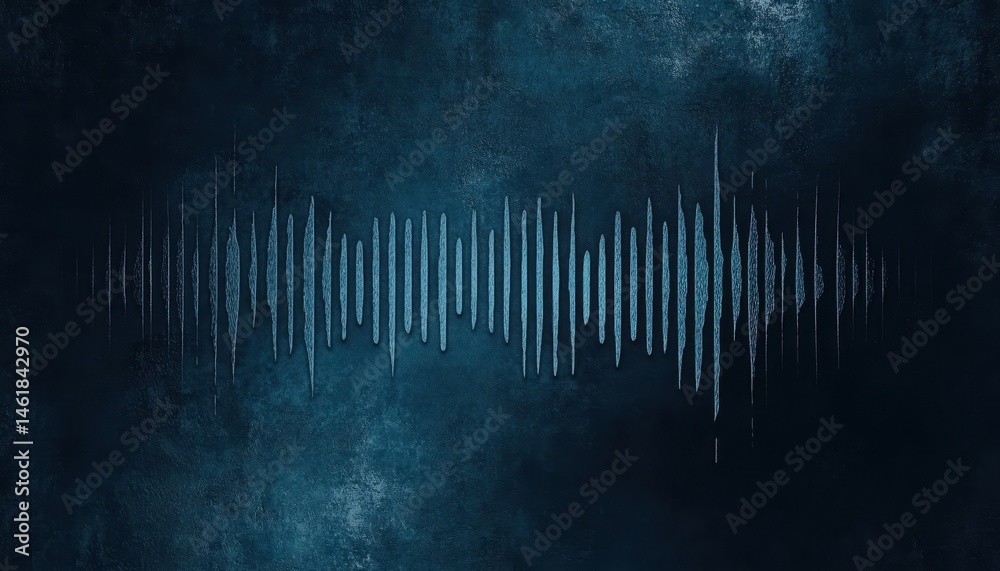 Poster Abstract Dark Blue Audio Wave Spectrum with Grungy Texture Wall Background Communication Signal Sound Frequency Visualization and Modern Graphic Design