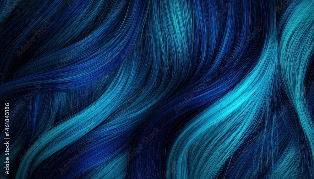 Aufkleber Abstract Dark Blue Wavy Pattern with Smooth Texture Fiber Optic Lines and Dynamic Motion Against a Deep Backdrop