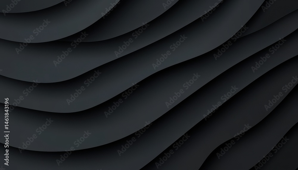 Leinwandbilder Abstract Dark Gray Wavy Lines Background with Gradient Shadow Layers Modern Design Art Element Backdrop Wallpaper Pattern