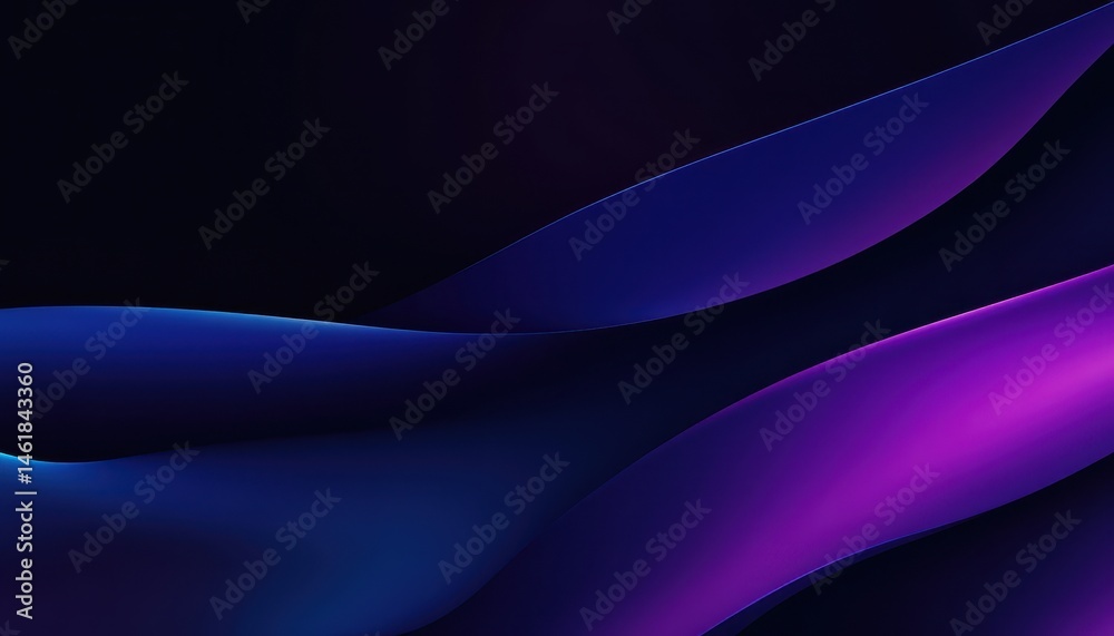 Aufkleber Abstract Dark Wavy Background with Blue and Purple Gradient Smooth Texture and Dynamic Flowing Lines for Modern Design Wallpaper with Futuristic Elements