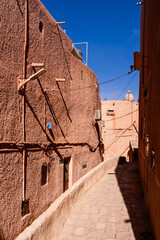 Traditional architecture of Ghardaïa, Algeria – View of the mud houses and minaret of the old town