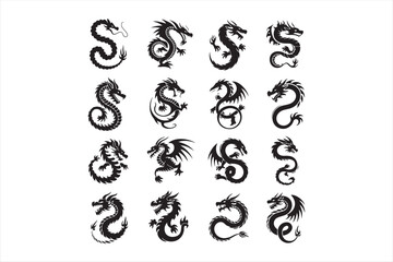 "Tribal Dragon Tattoo Design – Bold Black Vector Art for Print & Merch"Tribal Dragon Tattoo Design – Bold Black Vector Art for Digital & Print Use