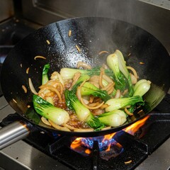 Stir Fry vegetables being cooked in Wok