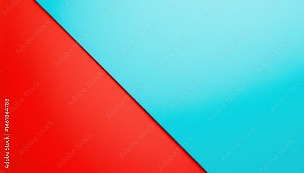 Aufkleber Abstract Geometric Background with Red and Blue Colors Minimalist Design with Contrasting Sections and a Dynamic Diagonal Split