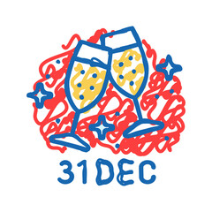 new years eve usa holiday icon doodle illustration