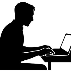 vector of man working on laptop.
