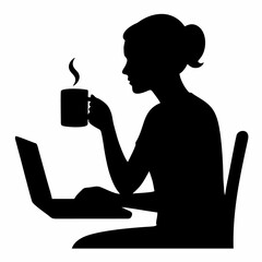 vector of girl with a mug of coffee.