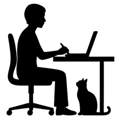 vector of girl working o laptop.