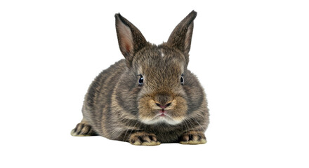 Flemish Giant Baby Bunny Big Feet Floppy Body Soft Thick Fur Sitting Adorably Isolated White Cute Pet