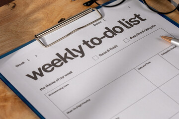 Organized layout featuring a structured weekly planner, symbolizing productivity.