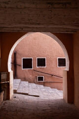 Traditional architecture of Ghardaïa, Algeria – View of the mud houses and minaret of the old town